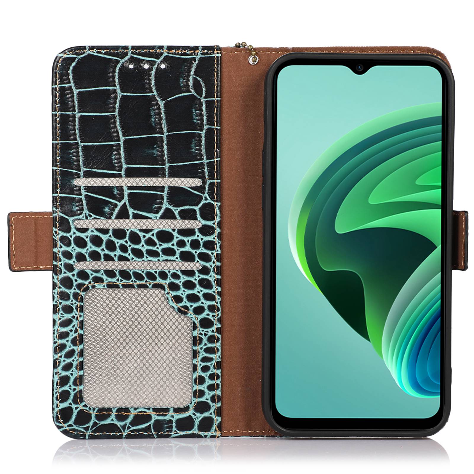 For Xiaomi Redmi A3 / Poco C61 4G Case Genuine Cow Leather Wallet Phone Cover Crocodile Texture For Xiaomi Redmi A3 / Poco C61 4G Case Genuine Cow Leather Wallet Phone Cover Crocodile Texture